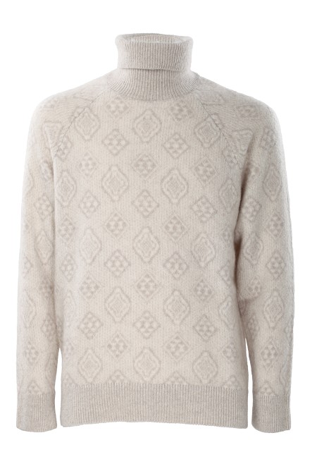 Shop BRUNELLO CUCINELLI Saldi Pull: Brunello Cucinelli maglia collo alto Geometric Jacquard in alpaca, cotone e lana.
Collo alto con risvolto.
Manica raglan.
Lavorazione Jacquard.
Composizione: 37% ALPACA, 30% COTONE, 26% POLIAMMIDE, 7% LANA.
Made in Italy.. MSO708503-CDG31